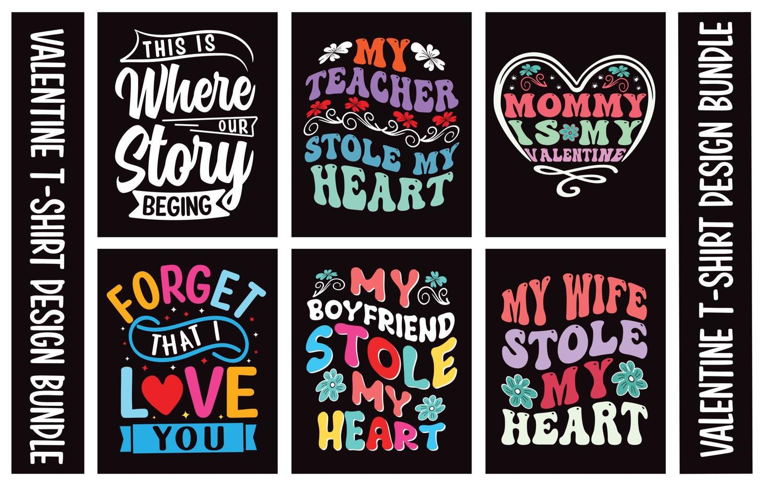 valentijnsdag typografie t-shirt ontwerp bundel.t vector