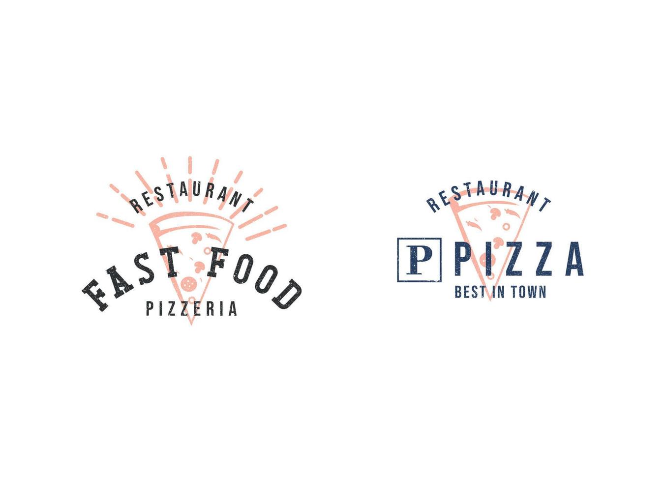 retro wijnoogst pizza logo en typografie sjabloon vector