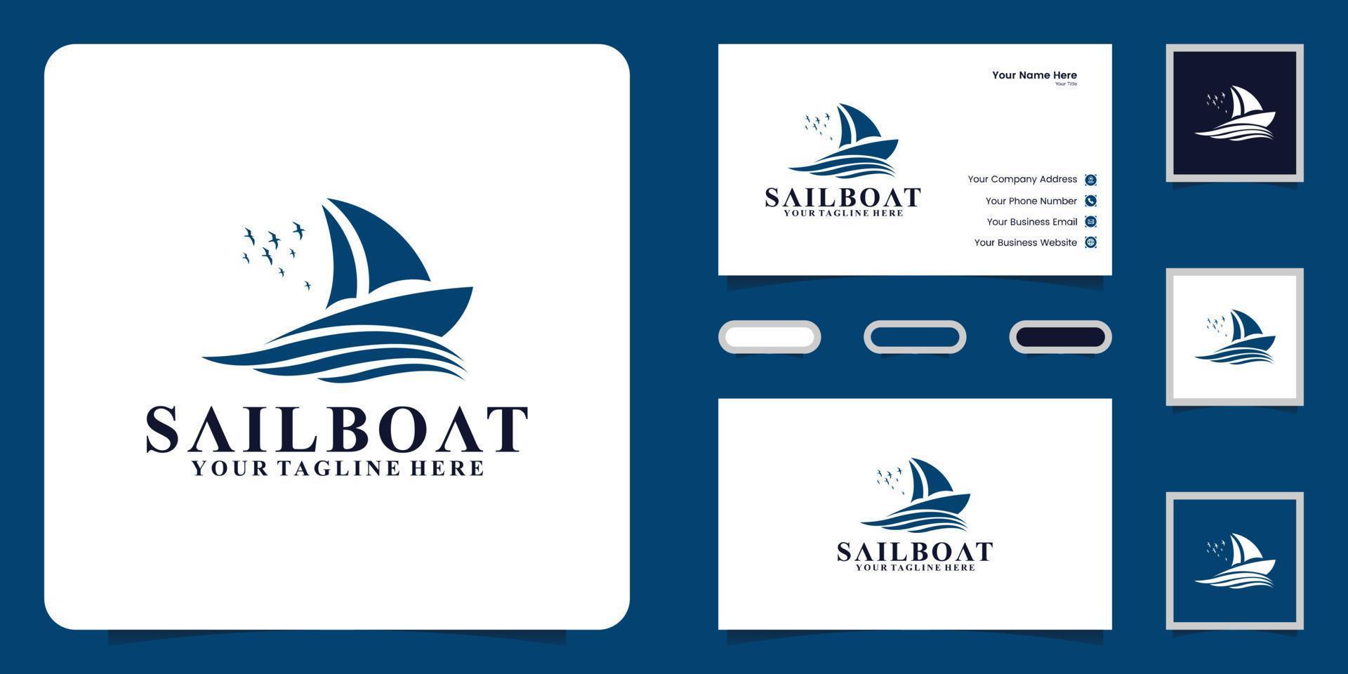 zeilboot logo ontwerp inspiratie en bedrijf kaart inspiratie vector