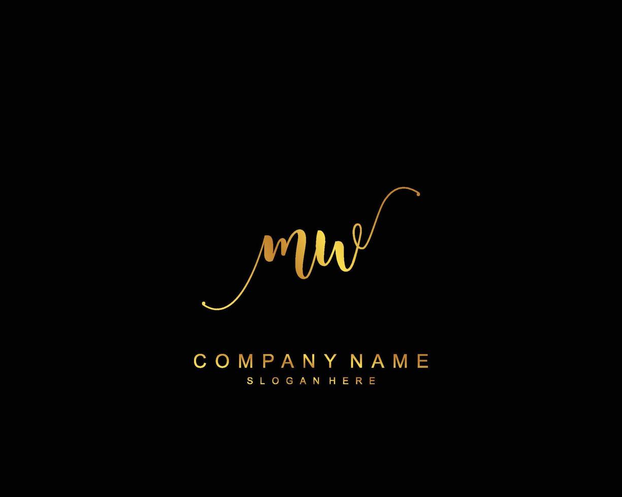 eerste mw schoonheid monogram en elegant logo ontwerp, handschrift logo van eerste handtekening, bruiloft, mode, bloemen en botanisch met creatief sjabloon. vector