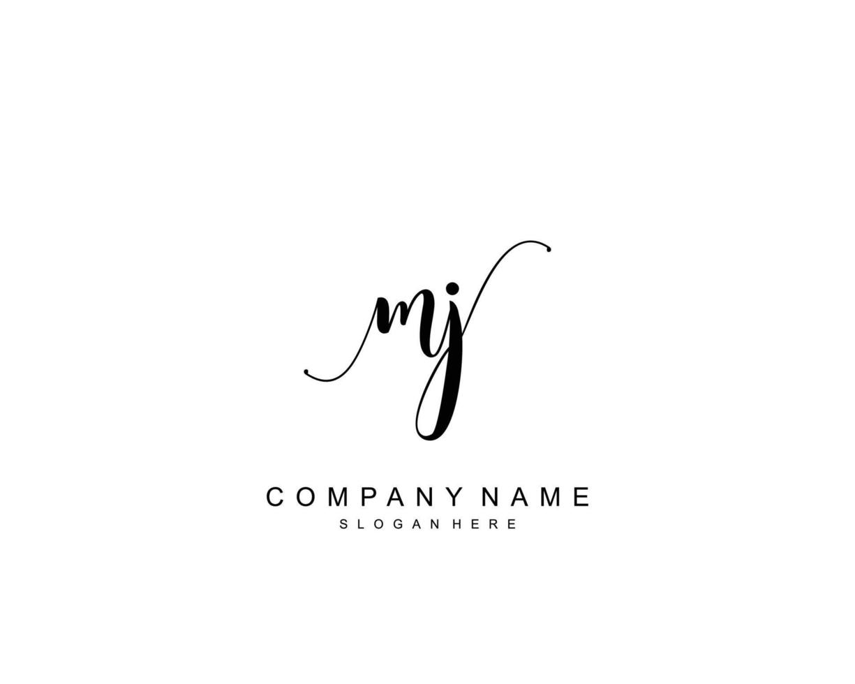 eerste mj schoonheid monogram en elegant logo ontwerp, handschrift logo van eerste handtekening, bruiloft, mode, bloemen en botanisch met creatief sjabloon. vector