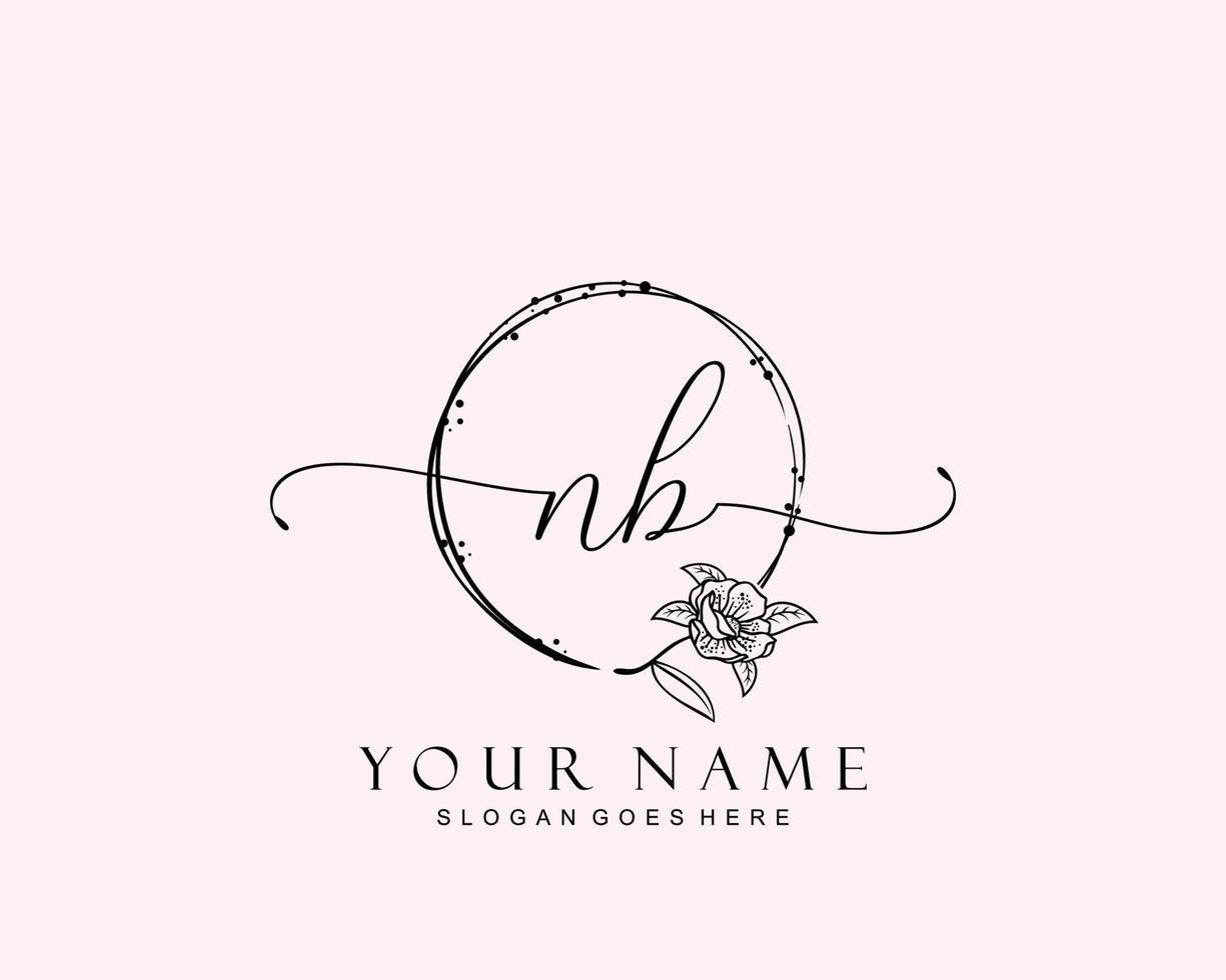 eerste nb schoonheid monogram en elegant logo ontwerp, handschrift logo van eerste handtekening, bruiloft, mode, bloemen en botanisch met creatief sjabloon. vector