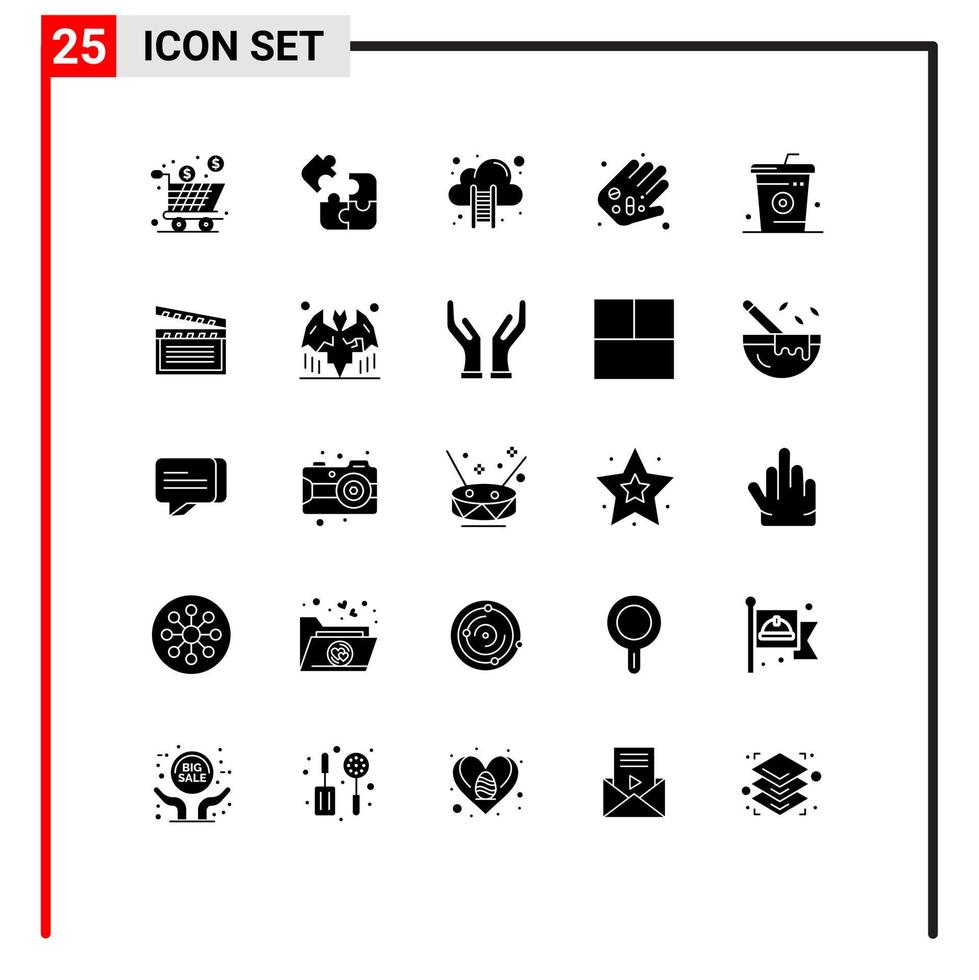reeks van 25 modern ui pictogrammen symbolen tekens voor pillen geneeskunde puzzel hand- gegevens wolk bewerkbare vector ontwerp elementen