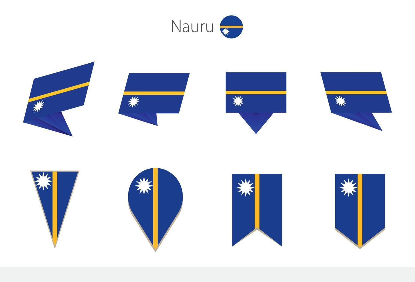 nauru nationaal vlag verzameling, acht versies van nauru vector vlaggen.