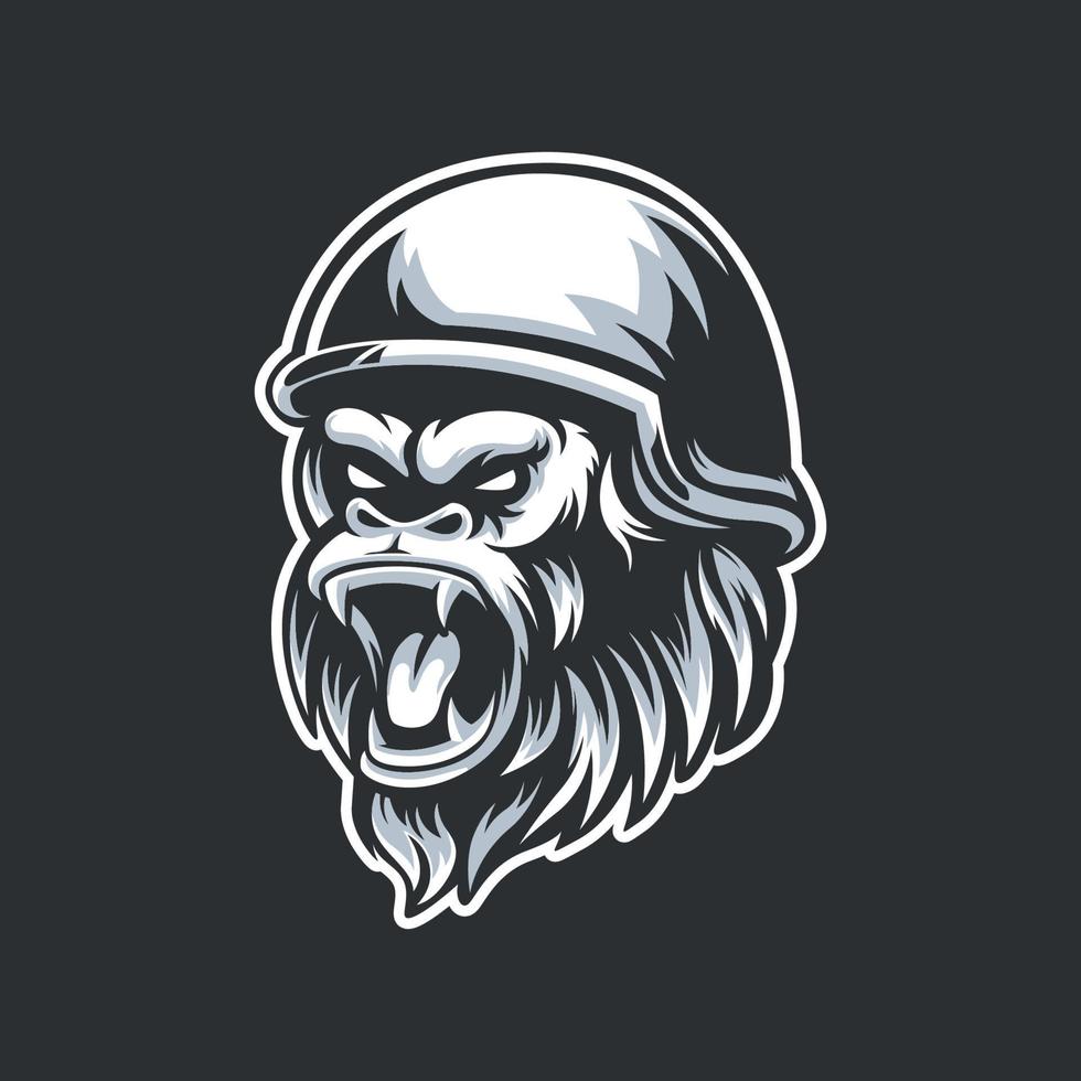 boos gorilla met helm vector illustratie