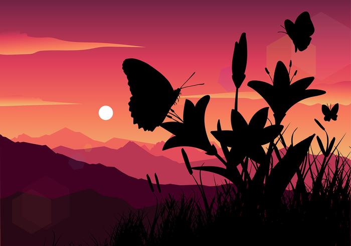 Mariposa silhouet gratis vector