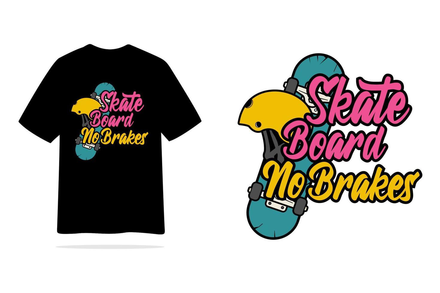 skateboard Nee remmen t-shirt achter en wit ontwerp vector