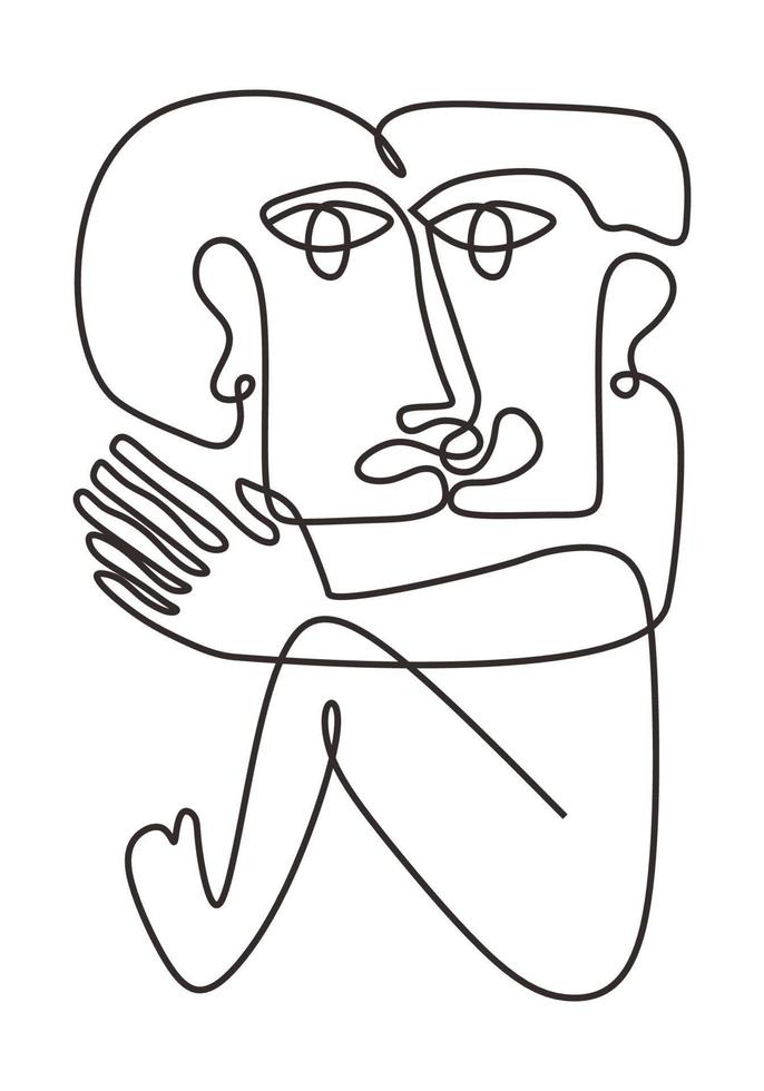 Picasso een lijn tekening stijl. abstract gezicht hedendaags kunst vector