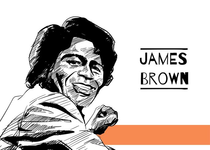 Hand getrokken James Brown gratis Vector