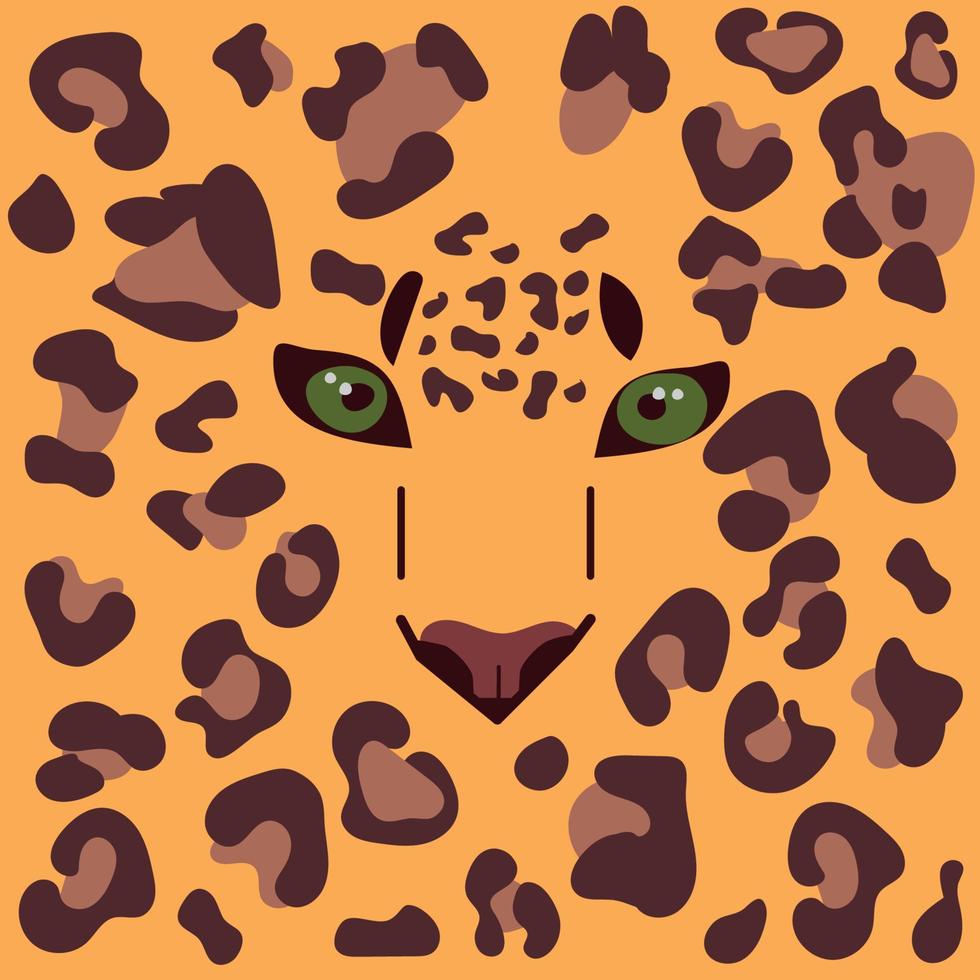 luipaard gezicht afdrukken. vector naadloos patroon. dier jaguar huid achtergrond met zwart en bruin vlekken Aan beige achtergrond. abstract exotisch oerwoud textuur. herhaling ontwerp voor decor, kleding stof, textiel