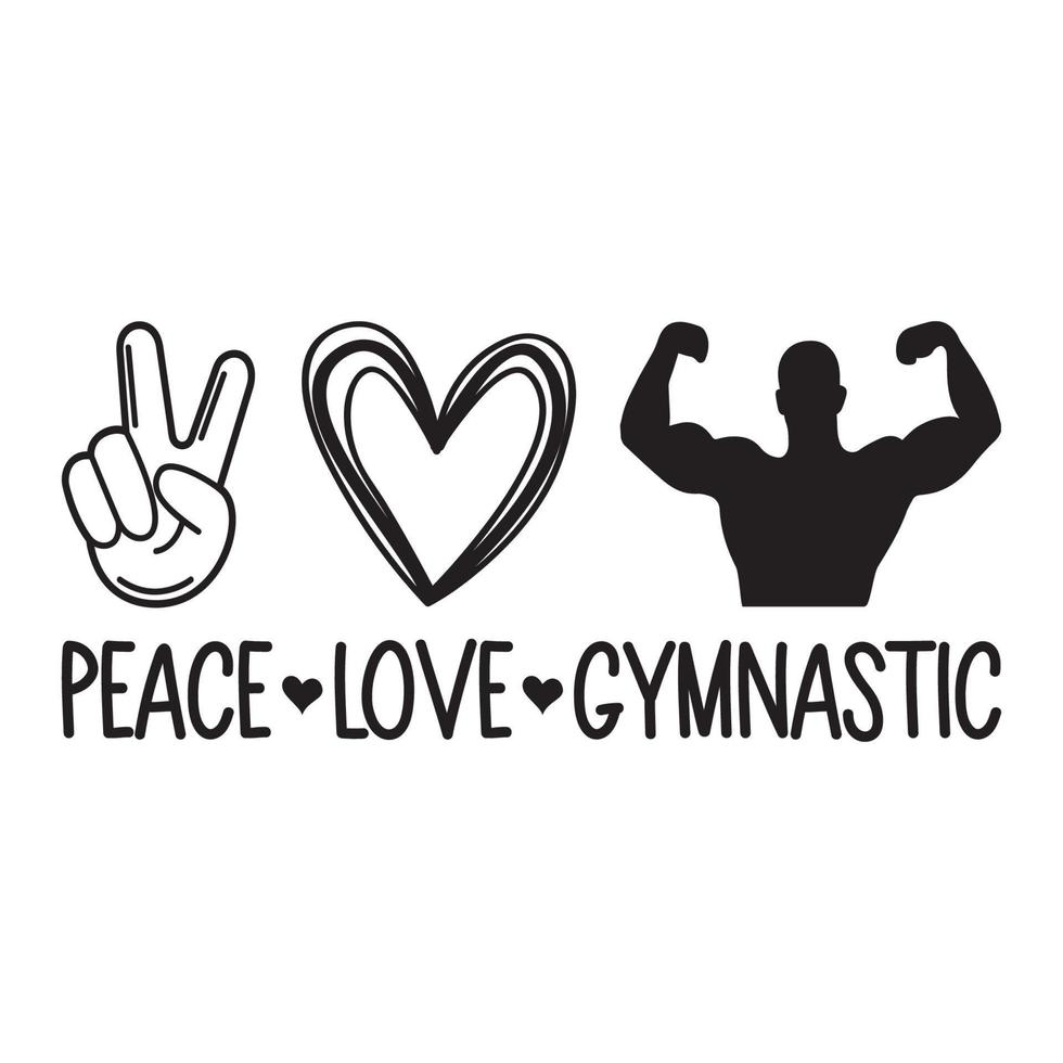 vrede liefde en gymnastiek- vector sublimatie voor t-shirt sticker mok hoofdkussen