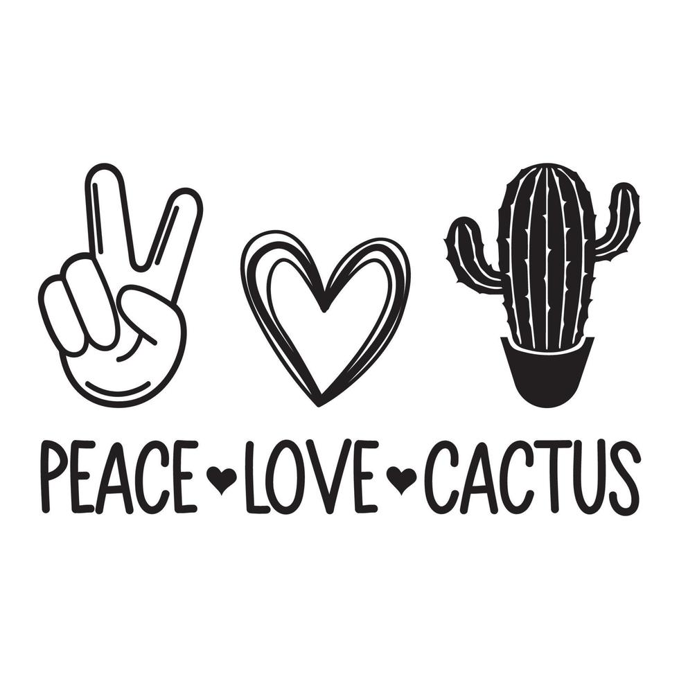 vrede liefde en cactus vector sublimatie voor t-shirt sticker mok hoofdkussen