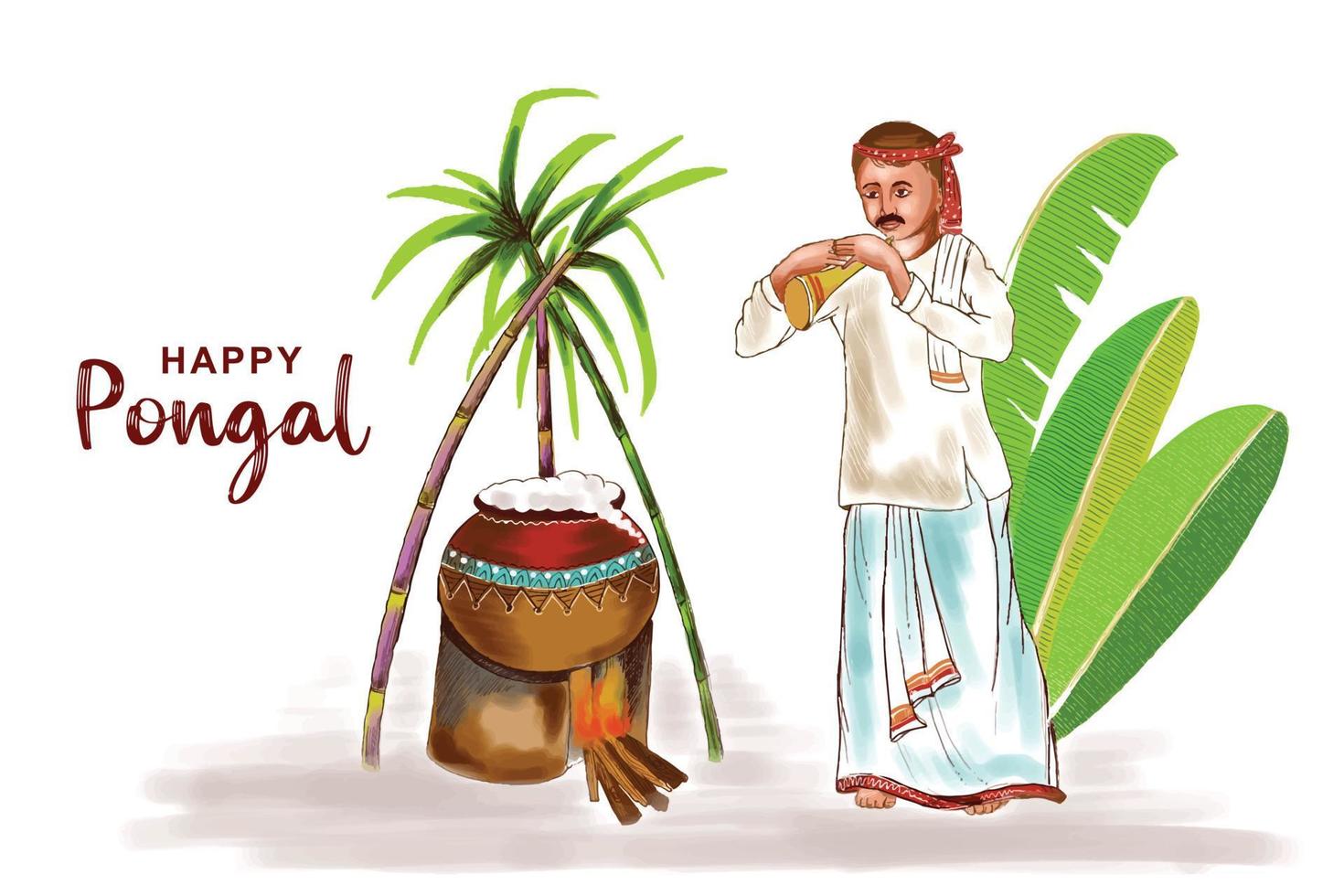 gelukkig pongal oogst festival kaart achtergrond vector