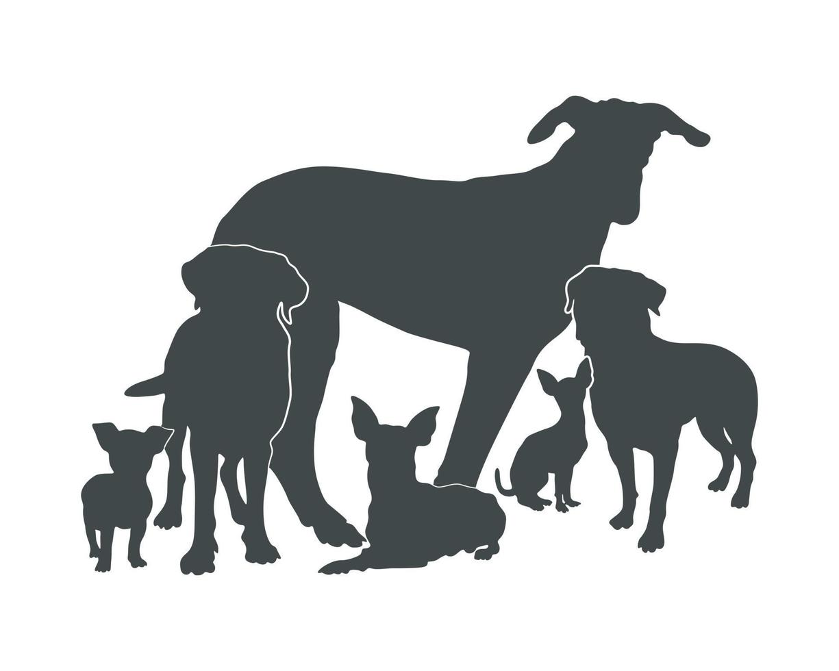hond silhouetten, groep van hond silhouet vector