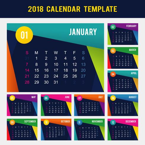 Afdrukbare kalender 2018 Vector