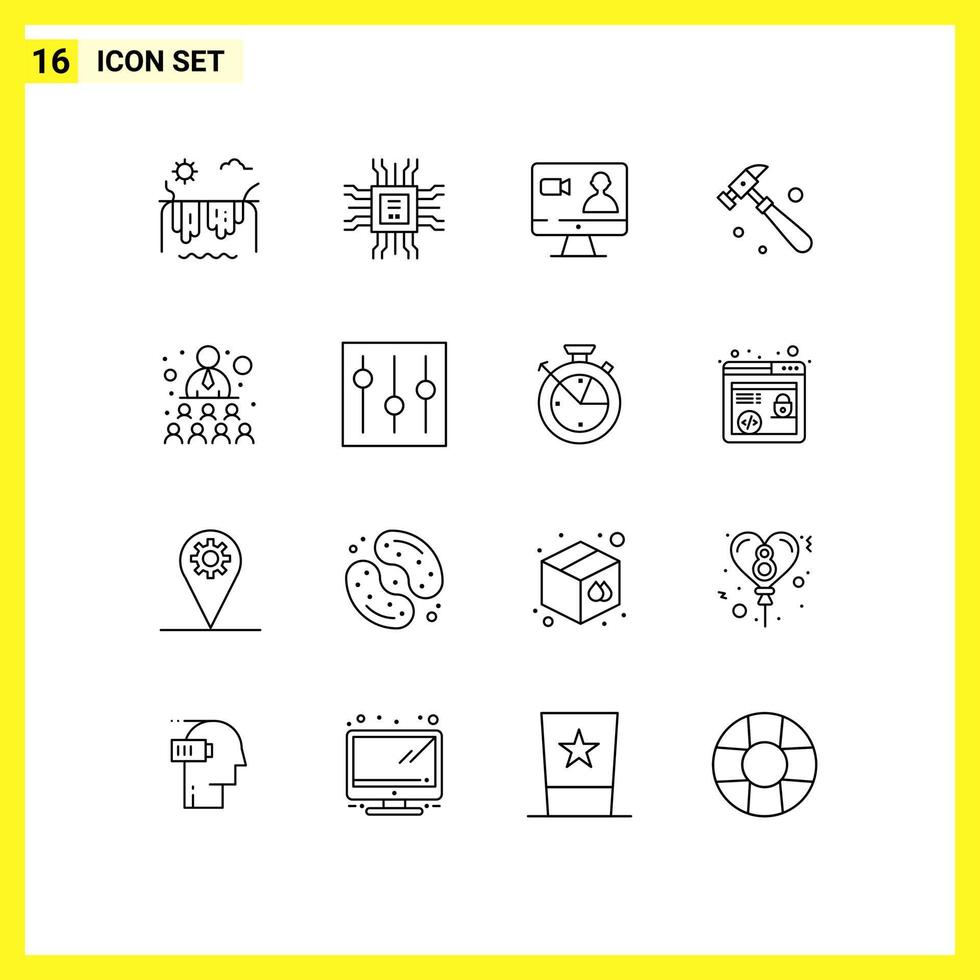 16 gebruiker koppel schets pak van modern tekens en symbolen van team gebouw baan gereedschap hamer bewerkbare vector ontwerp elementen