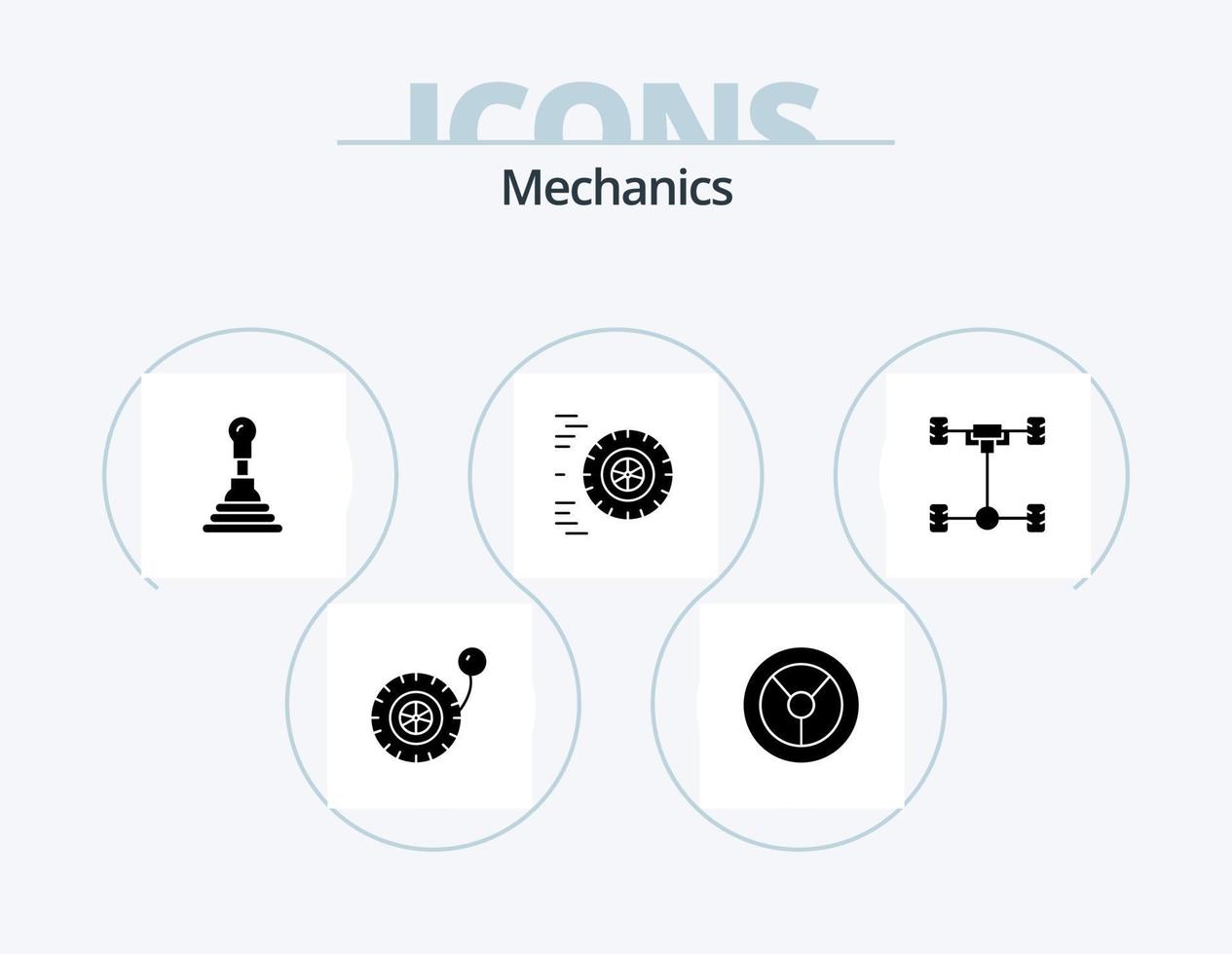 mechanica glyph icoon pak 5 icoon ontwerp. . . beweging. mechanica. auto vector