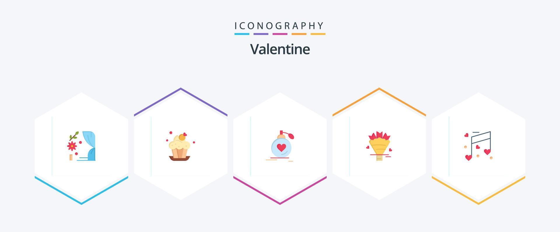 Valentijn 25 vlak icoon pak inclusief huwelijk. liefde. bakkerij. dag. Valentijn vector