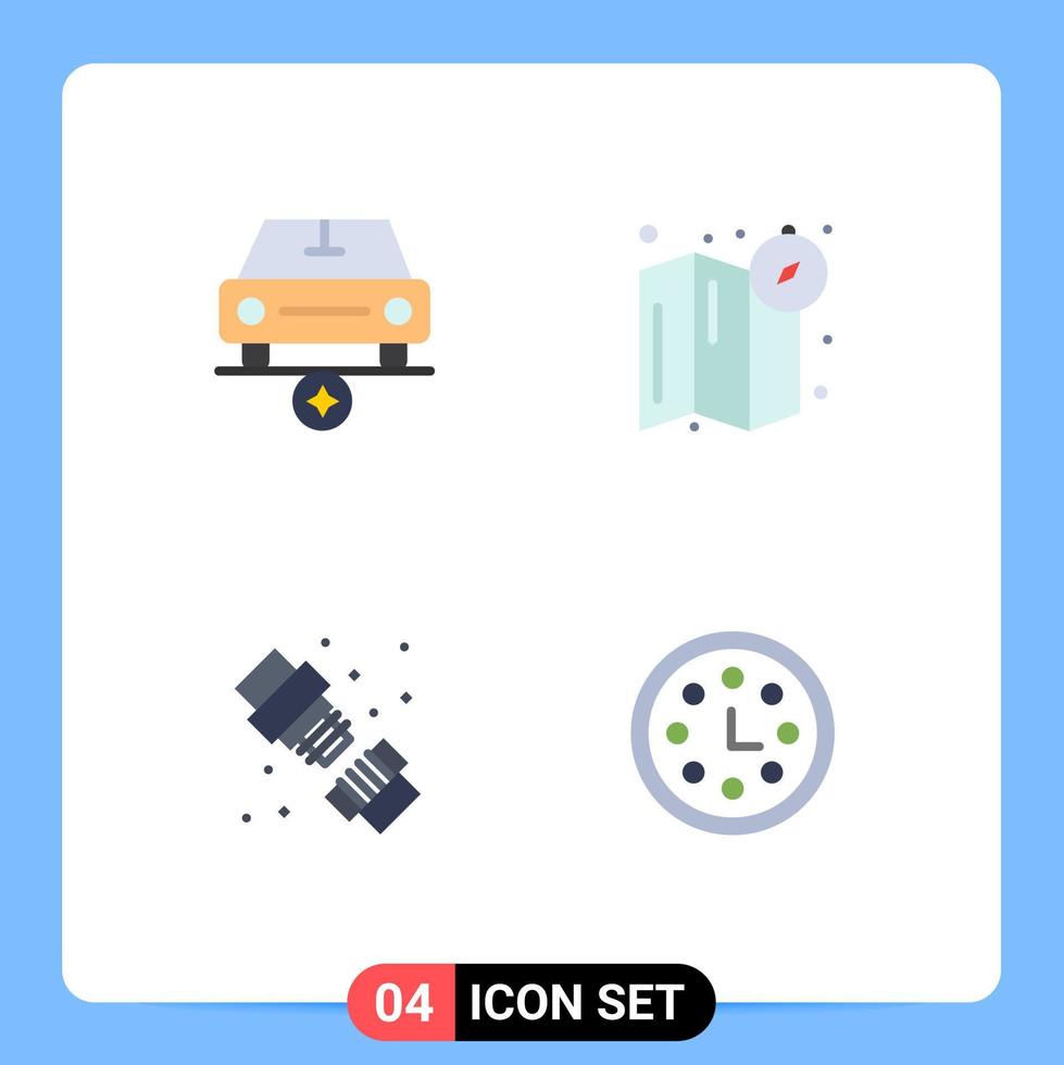 reeks van 4 modern ui pictogrammen symbolen tekens voor auto loodgieter voertuigen kaart prestatie bewerkbare vector ontwerp elementen