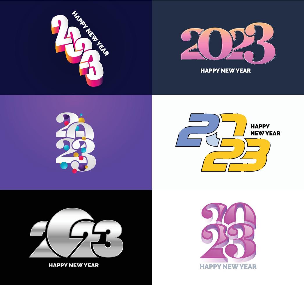 groot reeks van 2023 gelukkig nieuw jaar logo tekst ontwerp 2023 aantal ontwerp sjabloon vector