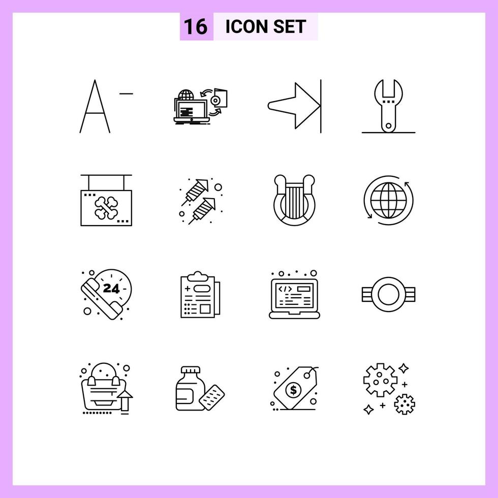 schets pak van 16 universeel symbolen van teken hangende einde halloween gereedschap bewerkbare vector ontwerp elementen