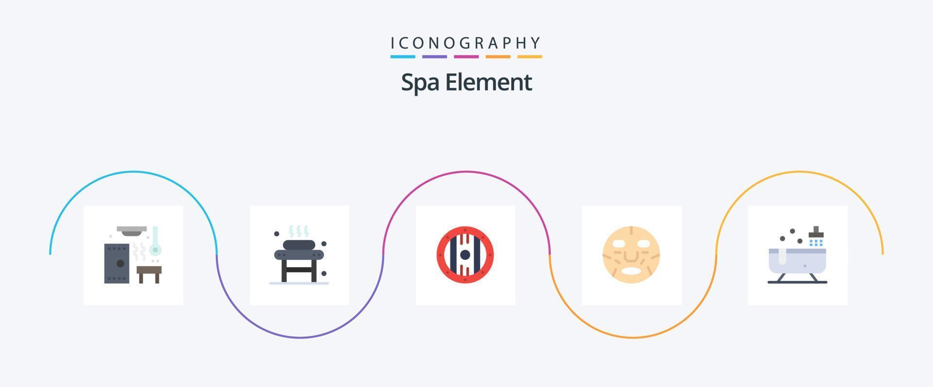 spa element vlak 5 icoon pak inclusief welzijn. gezicht. welzijn. cosmetica. spa vector