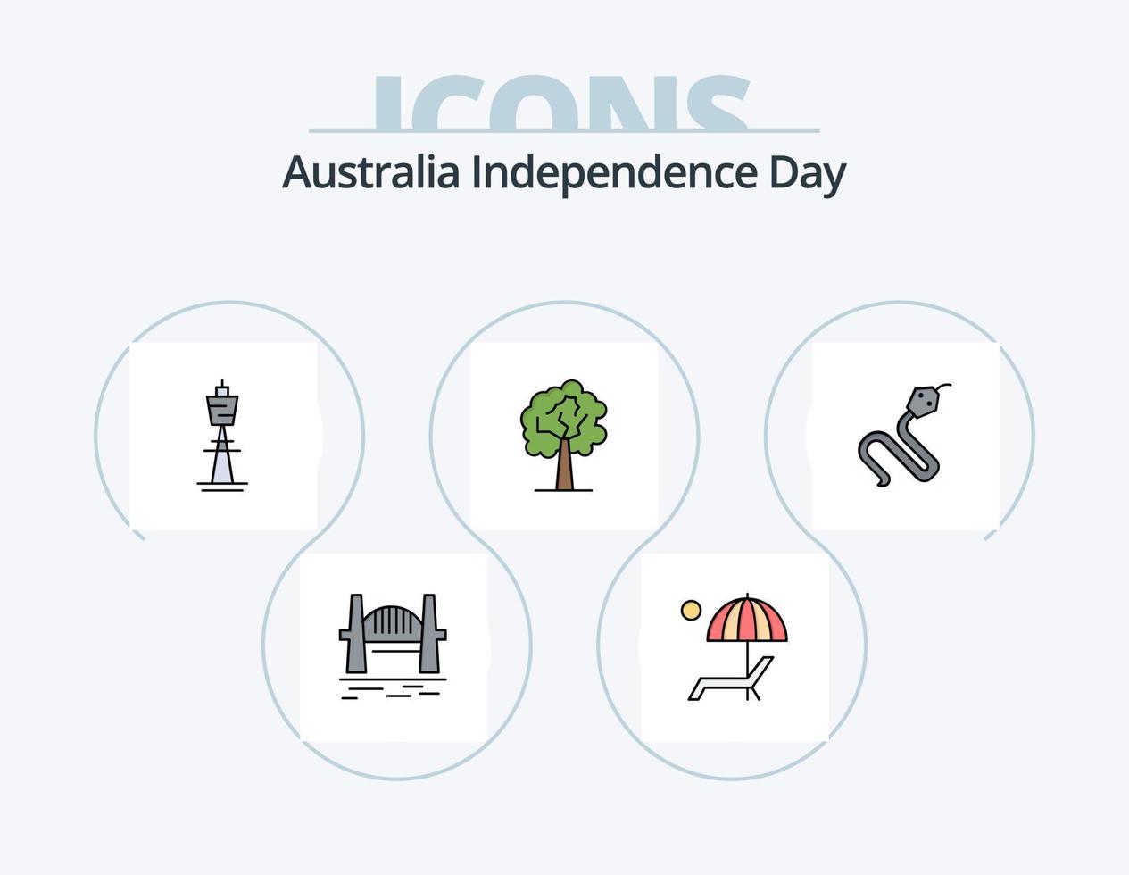 Australië onafhankelijkheid dag lijn gevulde icoon pak 5 icoon ontwerp. land. koning. landschap. Indië. dier vector