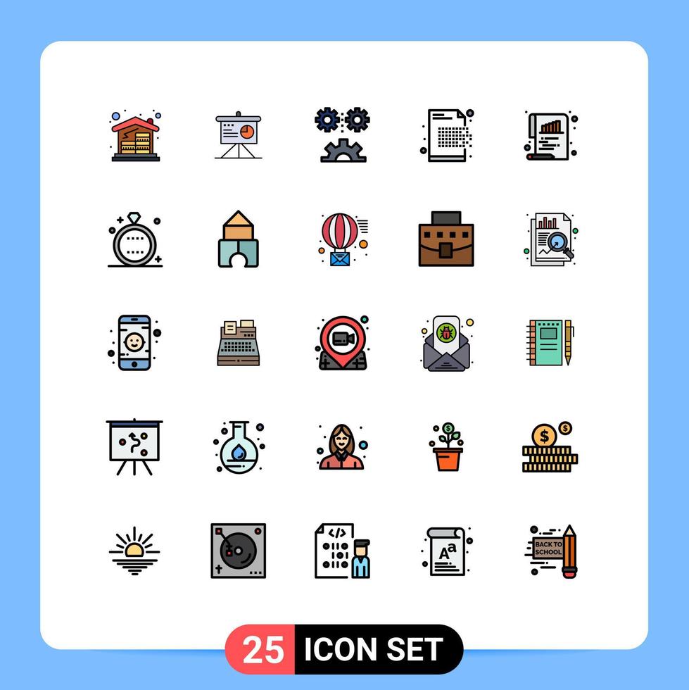 pictogram reeks van 25 gemakkelijk gevulde lijn vlak kleuren van wissen decodering toegepast wetenschap gegevens technologie bewerkbare vector ontwerp elementen