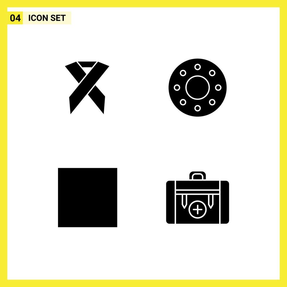 pictogram reeks van 4 gemakkelijk solide glyphs van lint multimedia solidariteit voedsel hou op bewerkbare vector ontwerp elementen