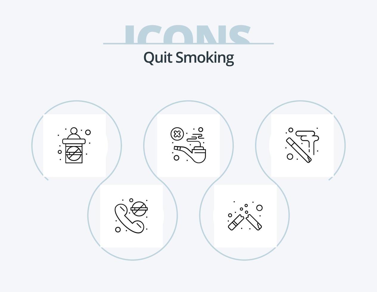 stoppen roken lijn icoon pak 5 icoon ontwerp. gezondheidszorg. sigaret. teken. gebroken. schaar vector