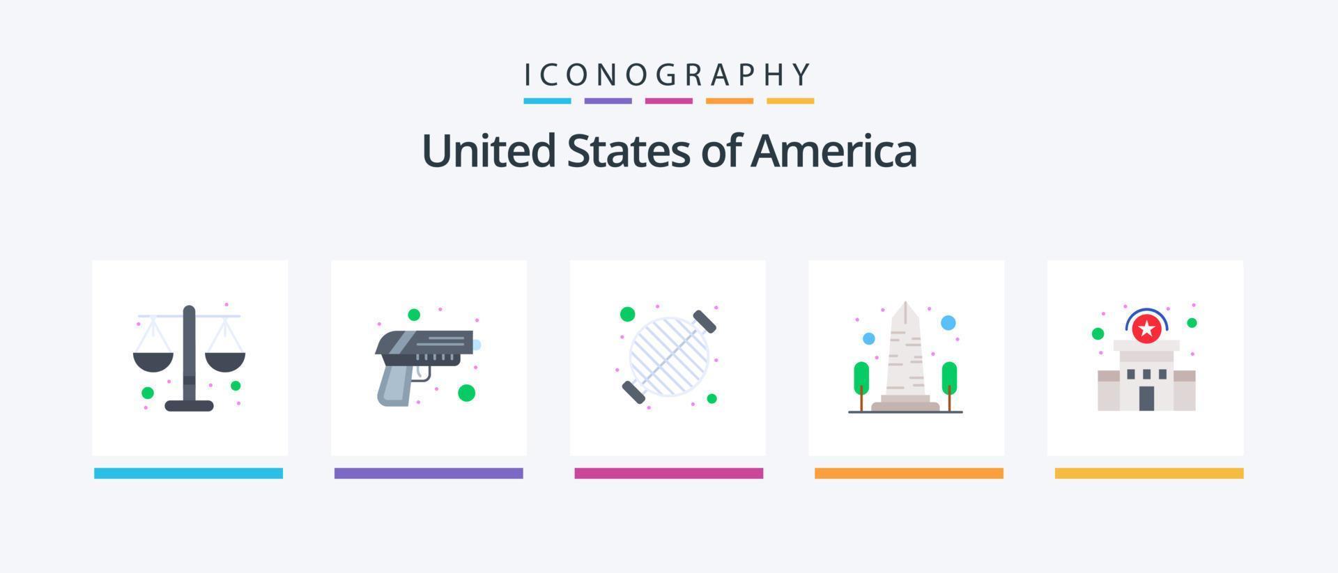 Verenigde Staten van Amerika vlak 5 icoon pak inclusief Washington. zicht. voedsel. monument. feest. creatief pictogrammen ontwerp vector