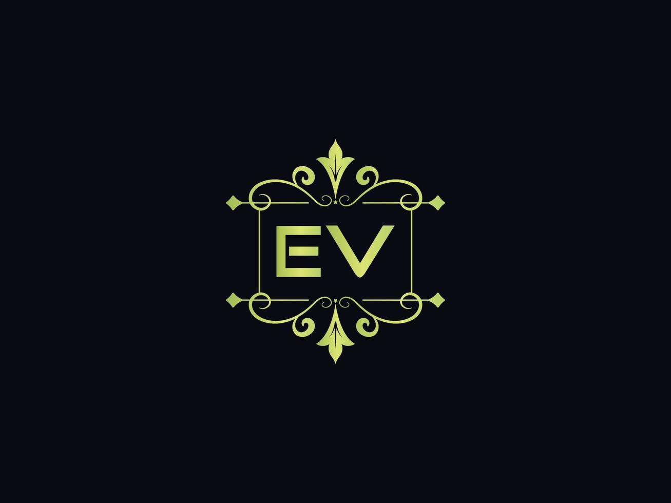 minimaal ev logo afbeelding, plein ev luxe logo brief vector icoon ontwerp