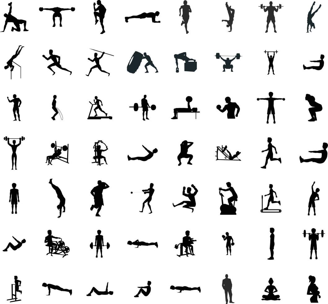 silhouet illustratie van verschillend mannetje atleten welke zijn werken uit vector