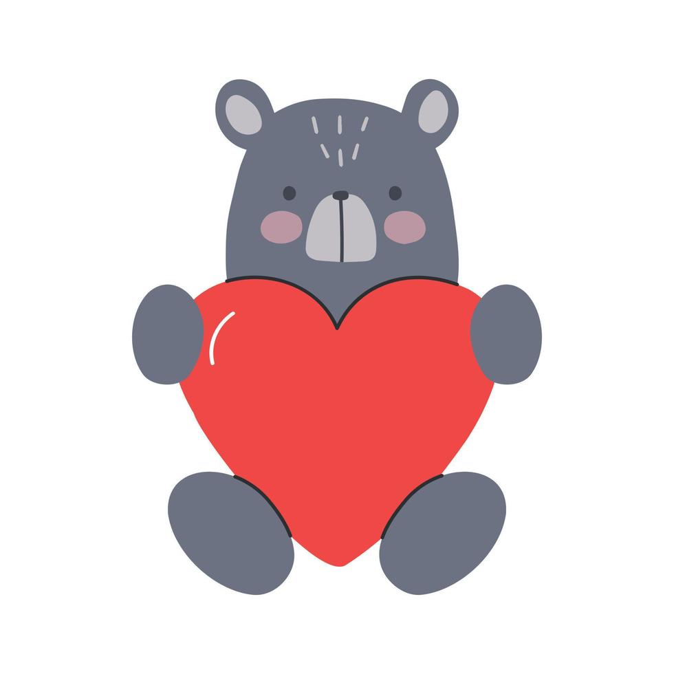 vector illustratie van schattig tekenfilm bruin teddy beer karakter met rood harten voor liefde en verhouding concept ontwerp