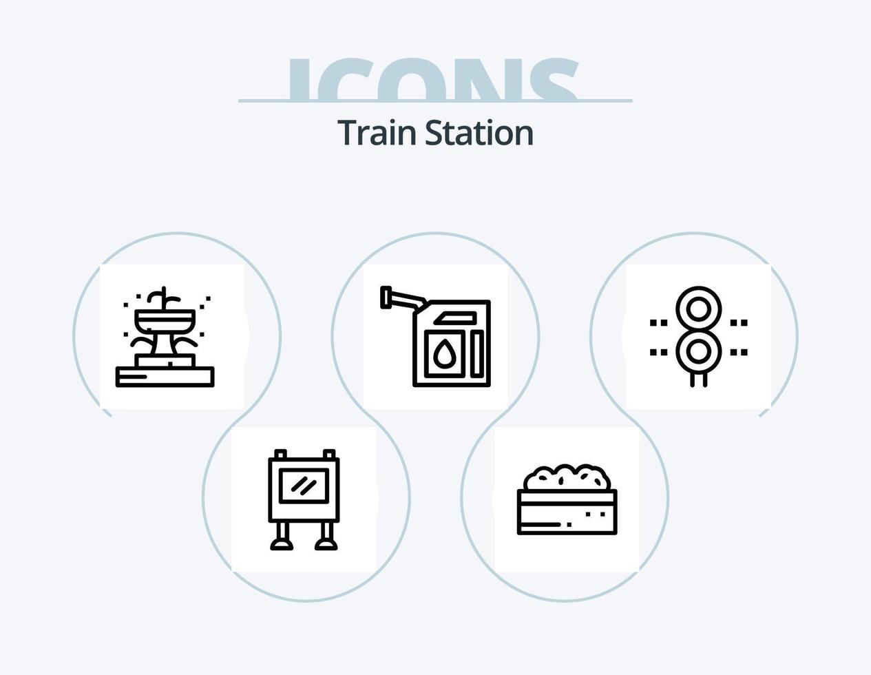trein station lijn icoon pak 5 icoon ontwerp. pin. plaats. vlag. park. fontein vector