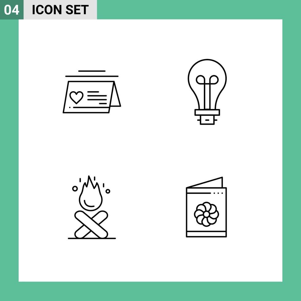4 gebruiker koppel lijn pak van modern tekens en symbolen van kalender kampvuur bruiloft innovatie brand bewerkbare vector ontwerp elementen
