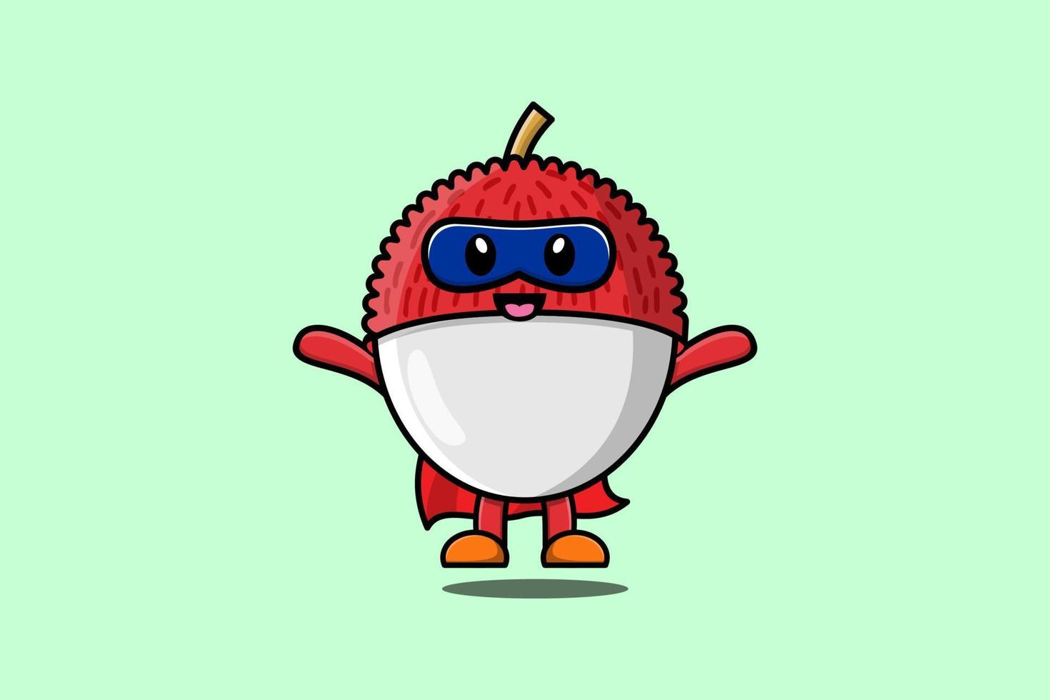 schattig lychee superheld karakter vlieg illustratie vector