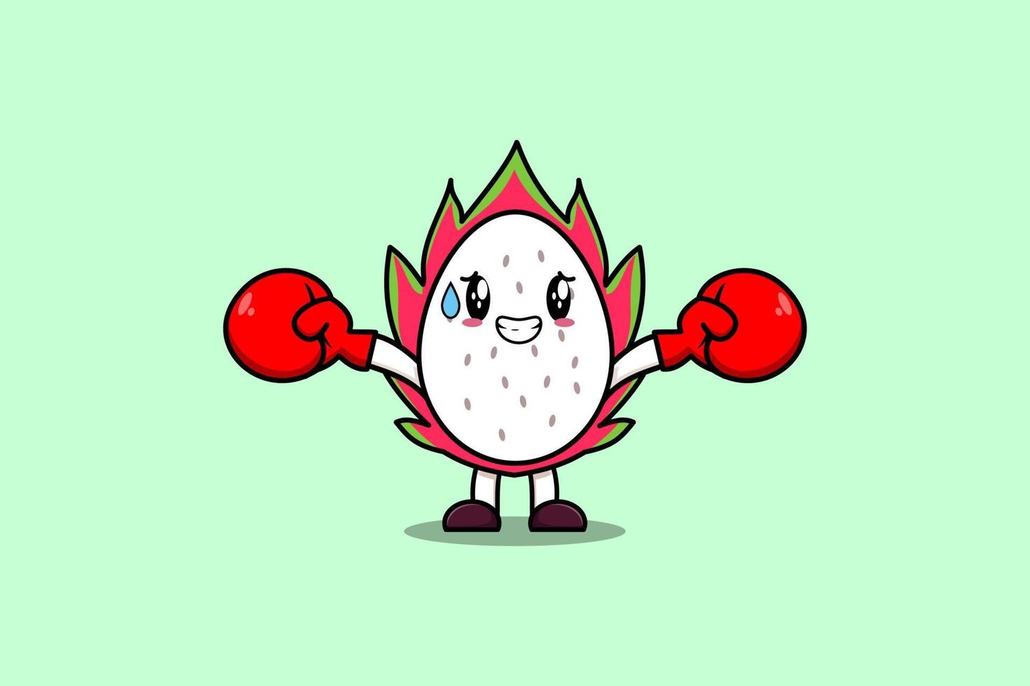 schattig draak fruit mascotte tekenfilm spelen boksen vector