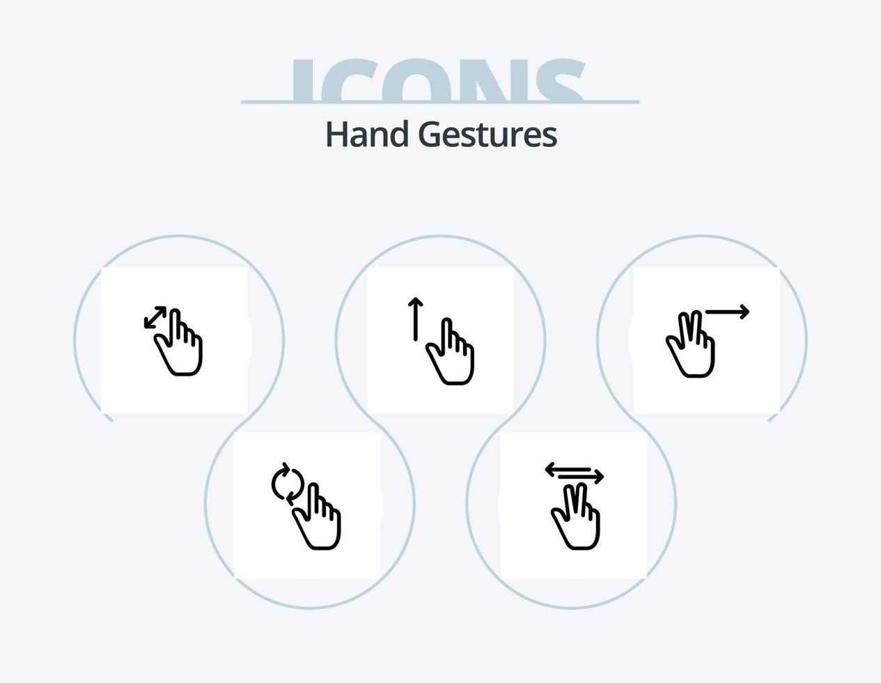 hand- gebaren lijn icoon pak 5 icoon ontwerp. links. vingers. aanraken. hand. gebaar vector