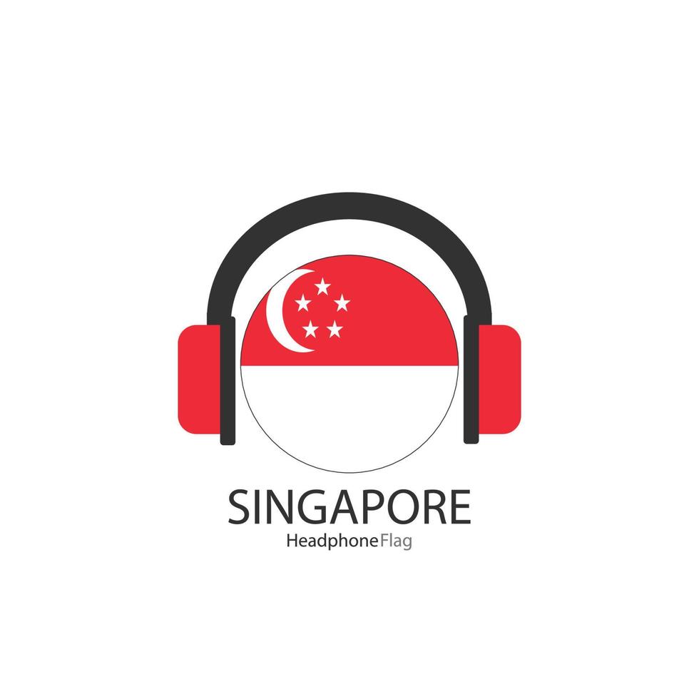 Singapore koptelefoon vlag vector Aan wit achtergrond.