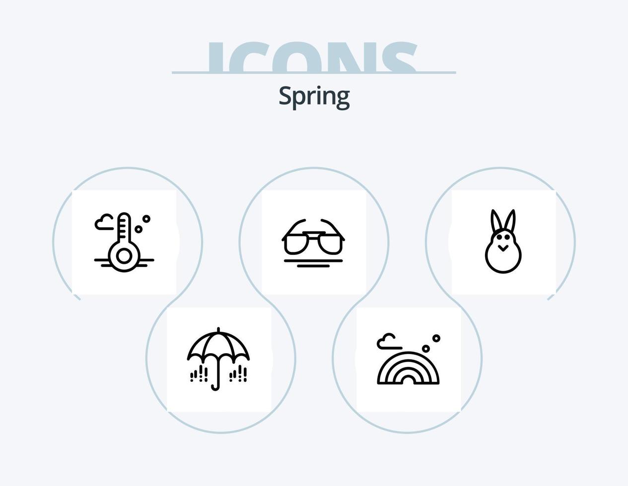 voorjaar lijn icoon pak 5 icoon ontwerp. anemoon. het weer. lieveheersbeestje. regen. voorjaar vector