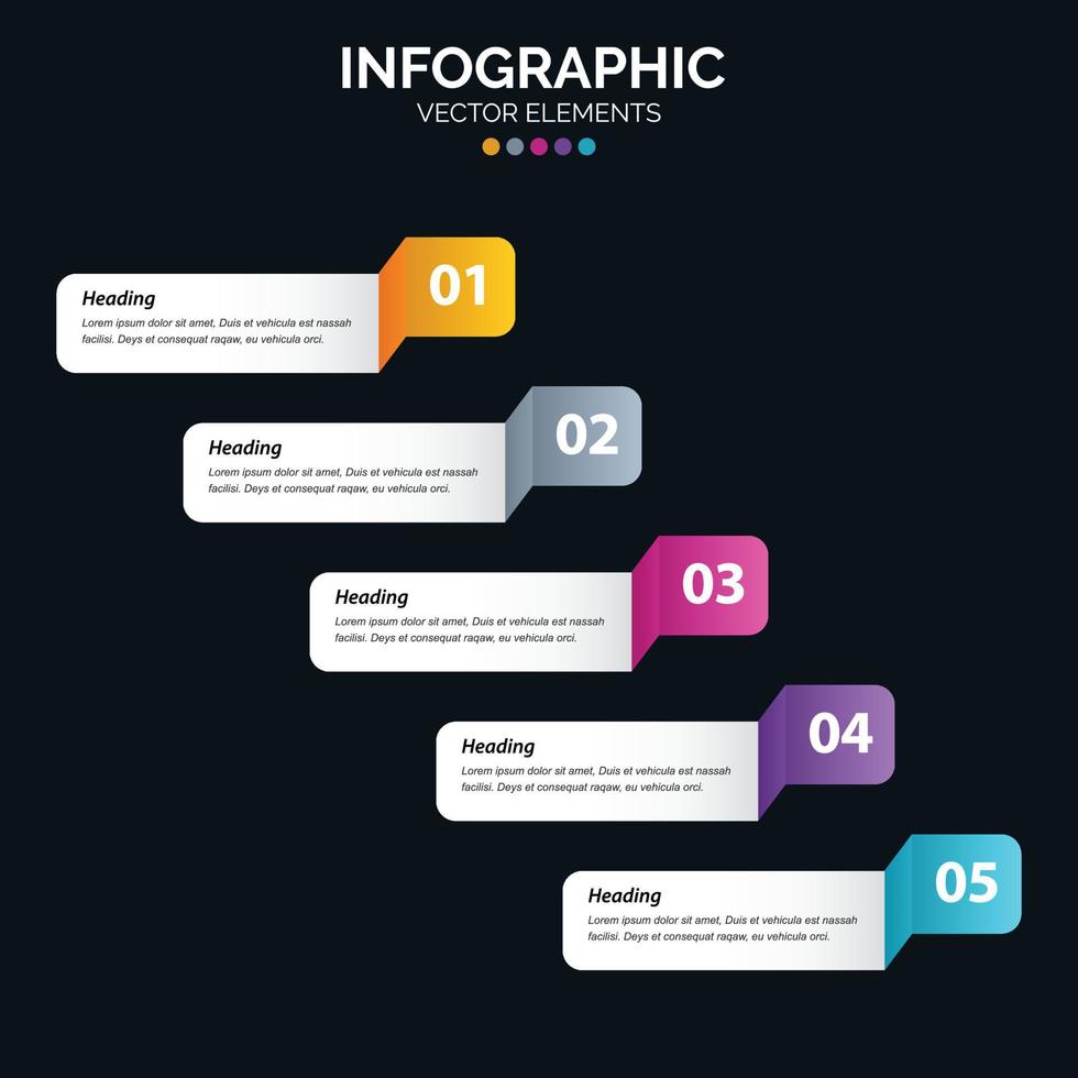 5 stappen infographics ontwerp vector en afzet kan worden gebruikt voor workflow lay-out