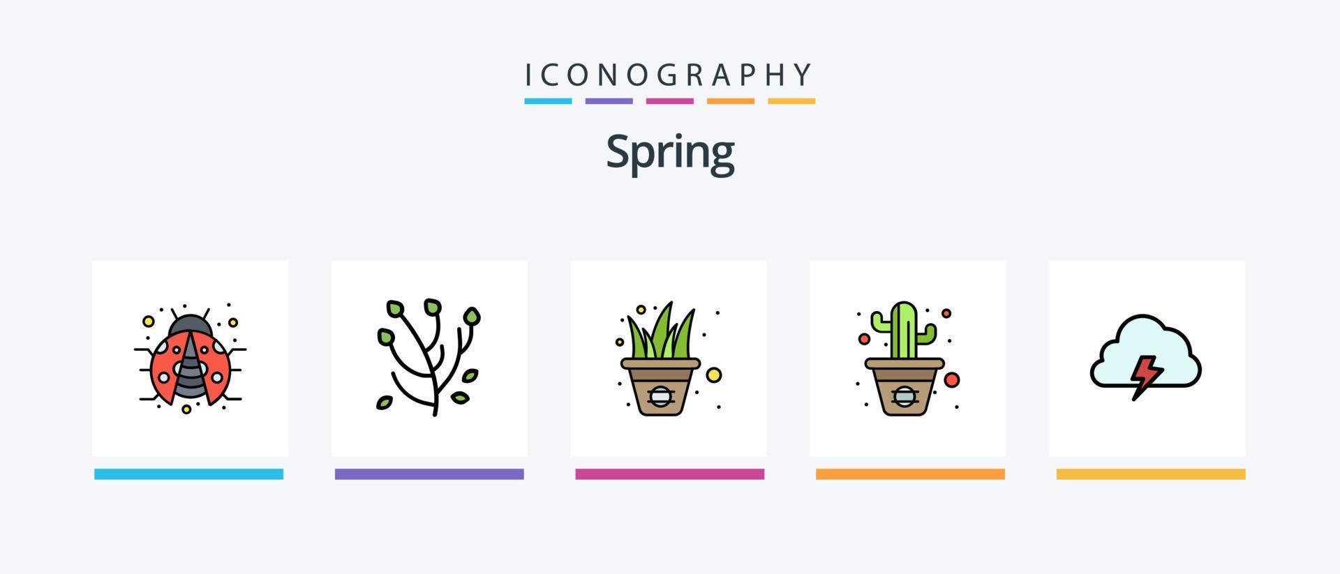voorjaar lijn gevulde 5 icoon pak inclusief helderheid. natuur. groeien. wolk. oranje sap. creatief pictogrammen ontwerp vector