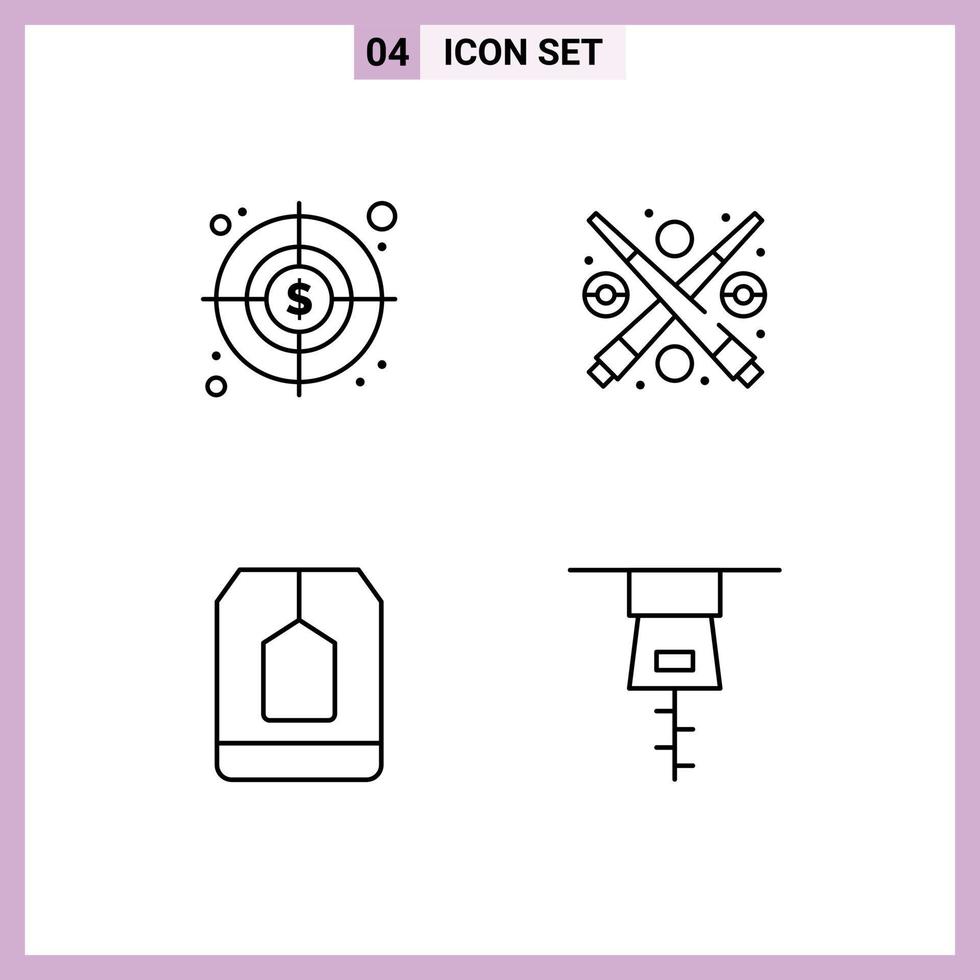 pak van 4 modern gevulde lijn vlak kleuren tekens en symbolen voor web afdrukken media zo net zo bedrijf drinken biljart Speel thee bewerkbare vector ontwerp elementen