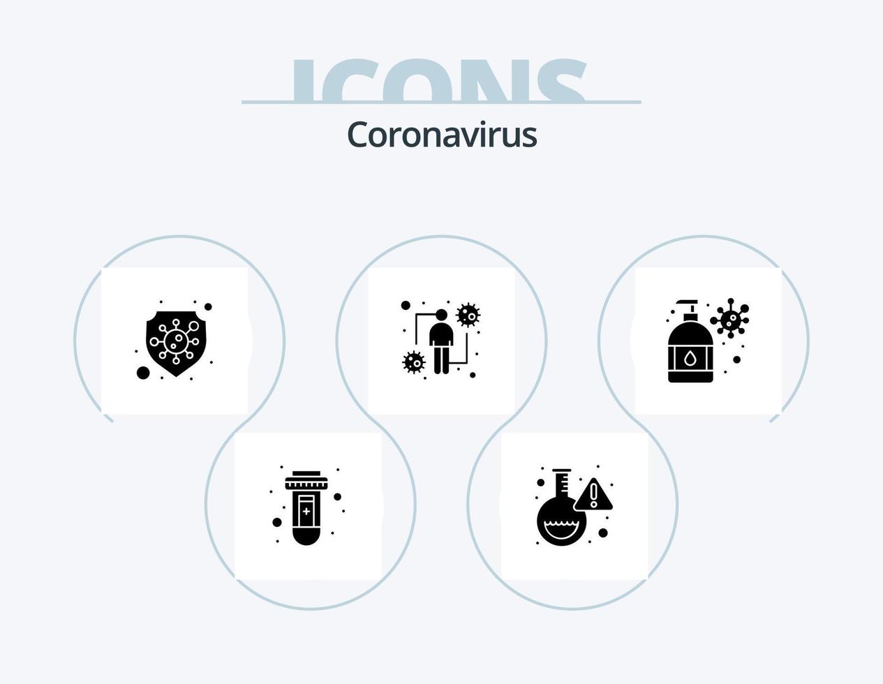 coronavirus glyph icoon pak 5 icoon ontwerp. hand- wassen. infecteren. bescherming. menselijk. coronavirus vector