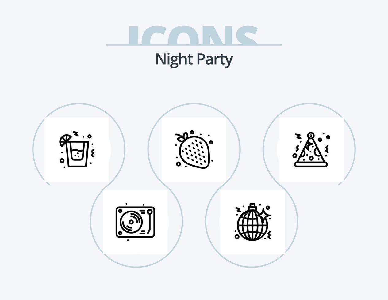 nacht partij lijn icoon pak 5 icoon ontwerp. . nacht. dis. projector. partij vector