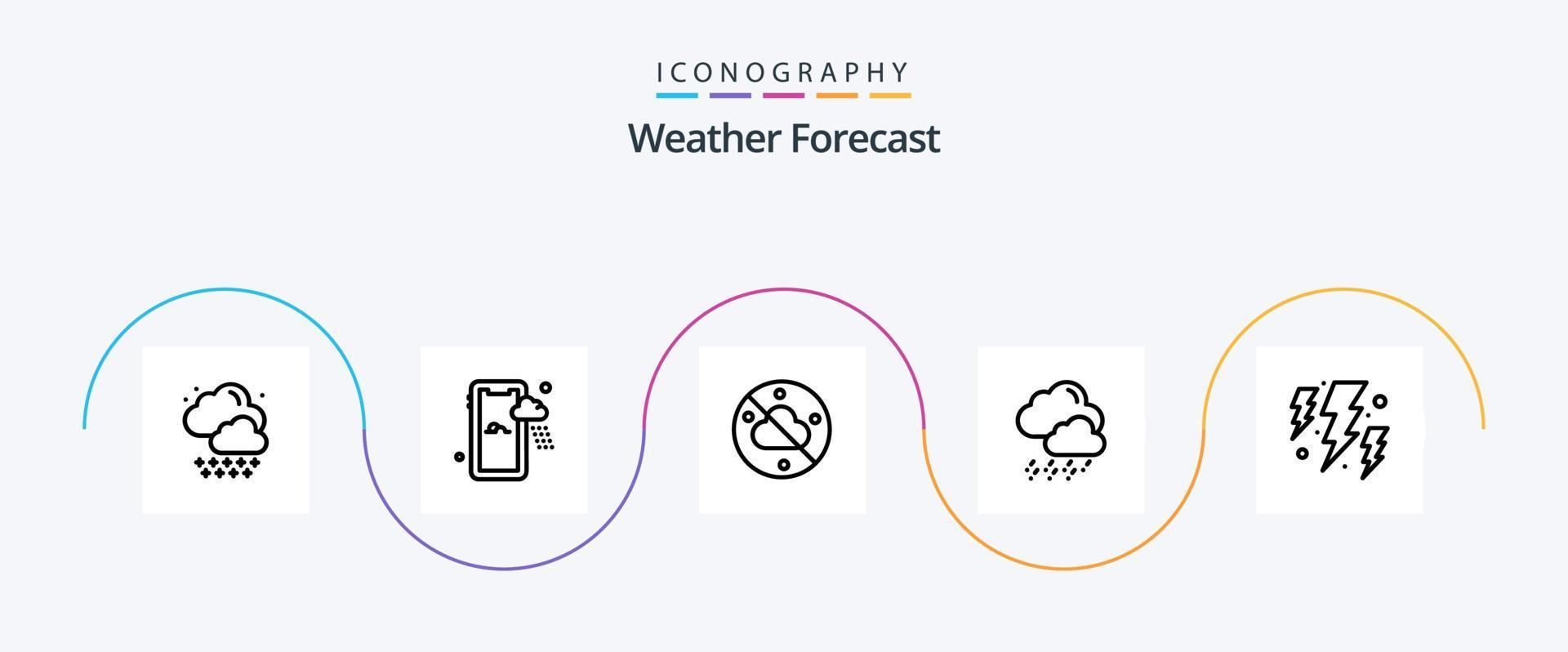 weer lijn 5 icoon pak inclusief . het weer. het weer. stroom. bout vector