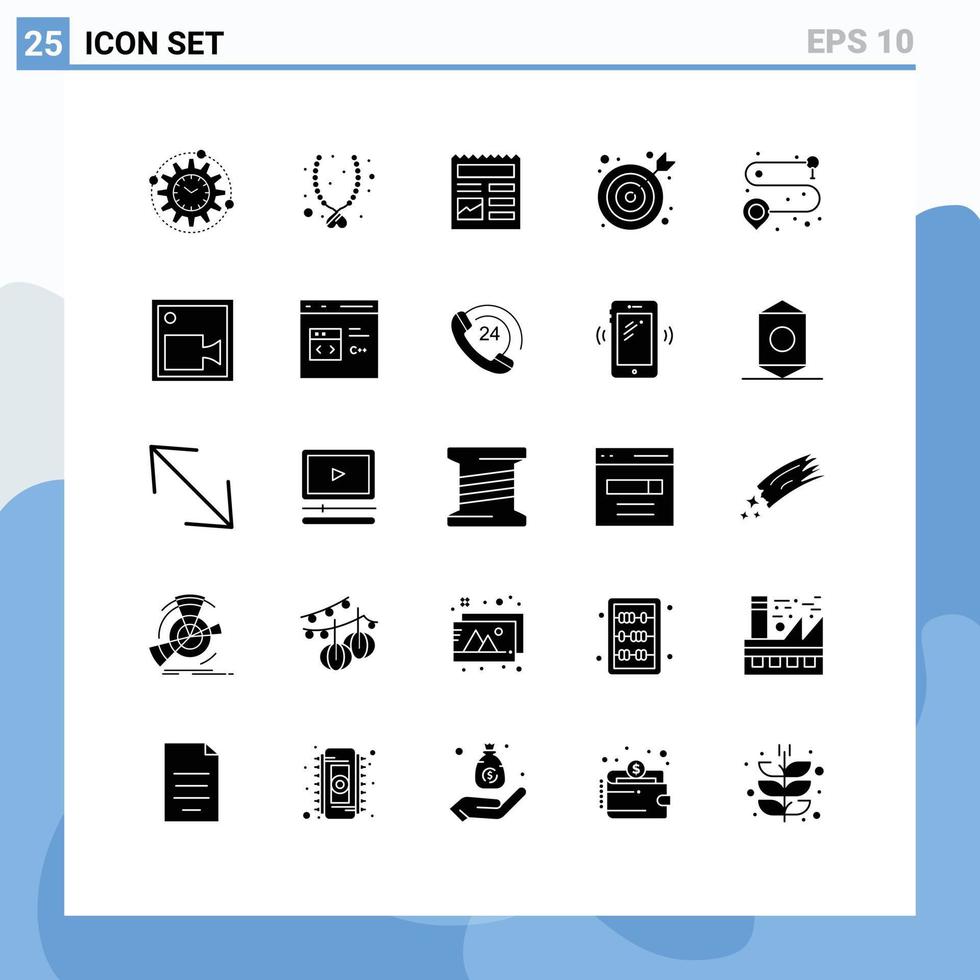 25 solide glyph concept voor websites mobiel en apps weg kantoor Cadeau centrum afbeelding bewerkbare vector ontwerp elementen