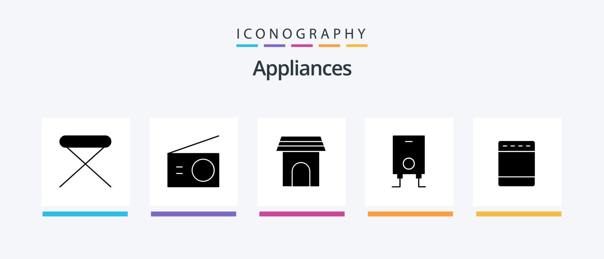 huishoudelijke apparaten glyph 5 icoon pak inclusief huishoudelijke apparaten. verwarming. radio. boiler. huis. creatief pictogrammen ontwerp vector