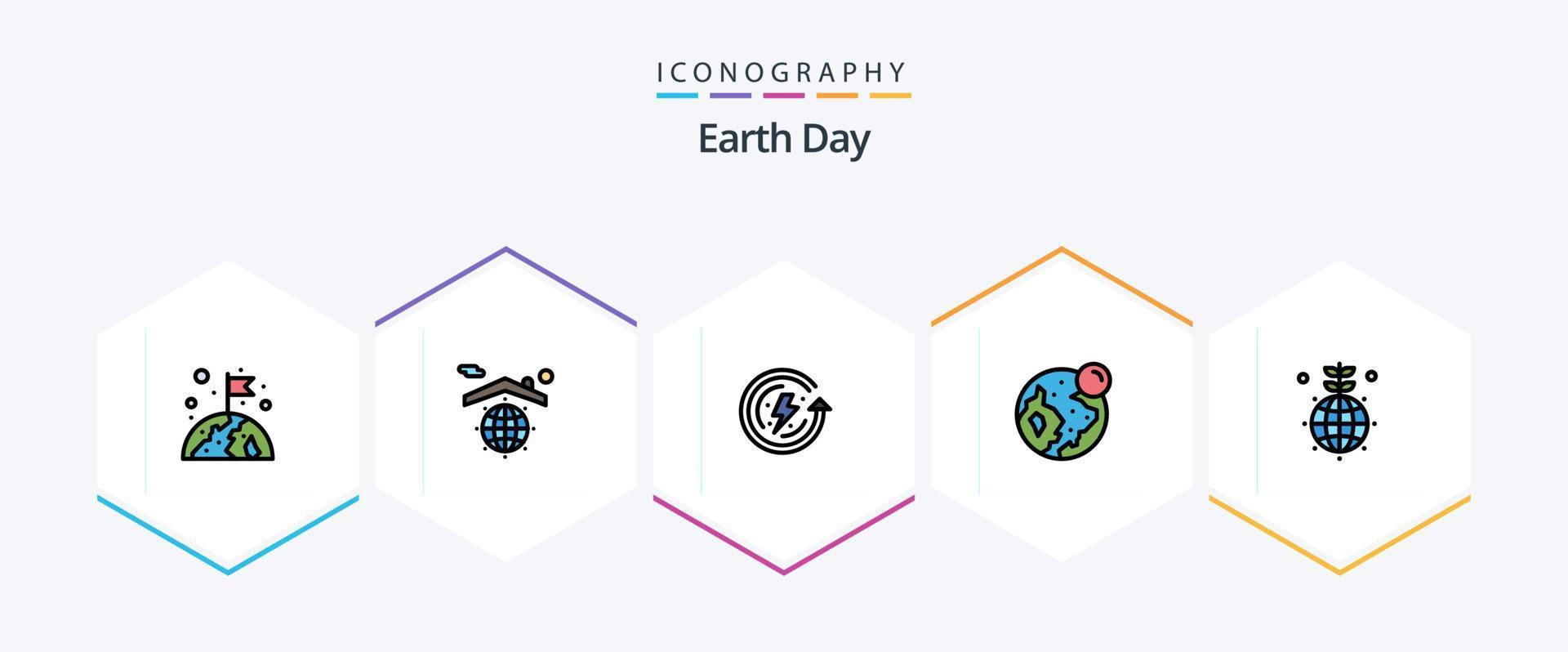 aarde dag 25 gevulde lijn icoon pak inclusief wereldbol. maan. aarde dag. wereld. aarde vector